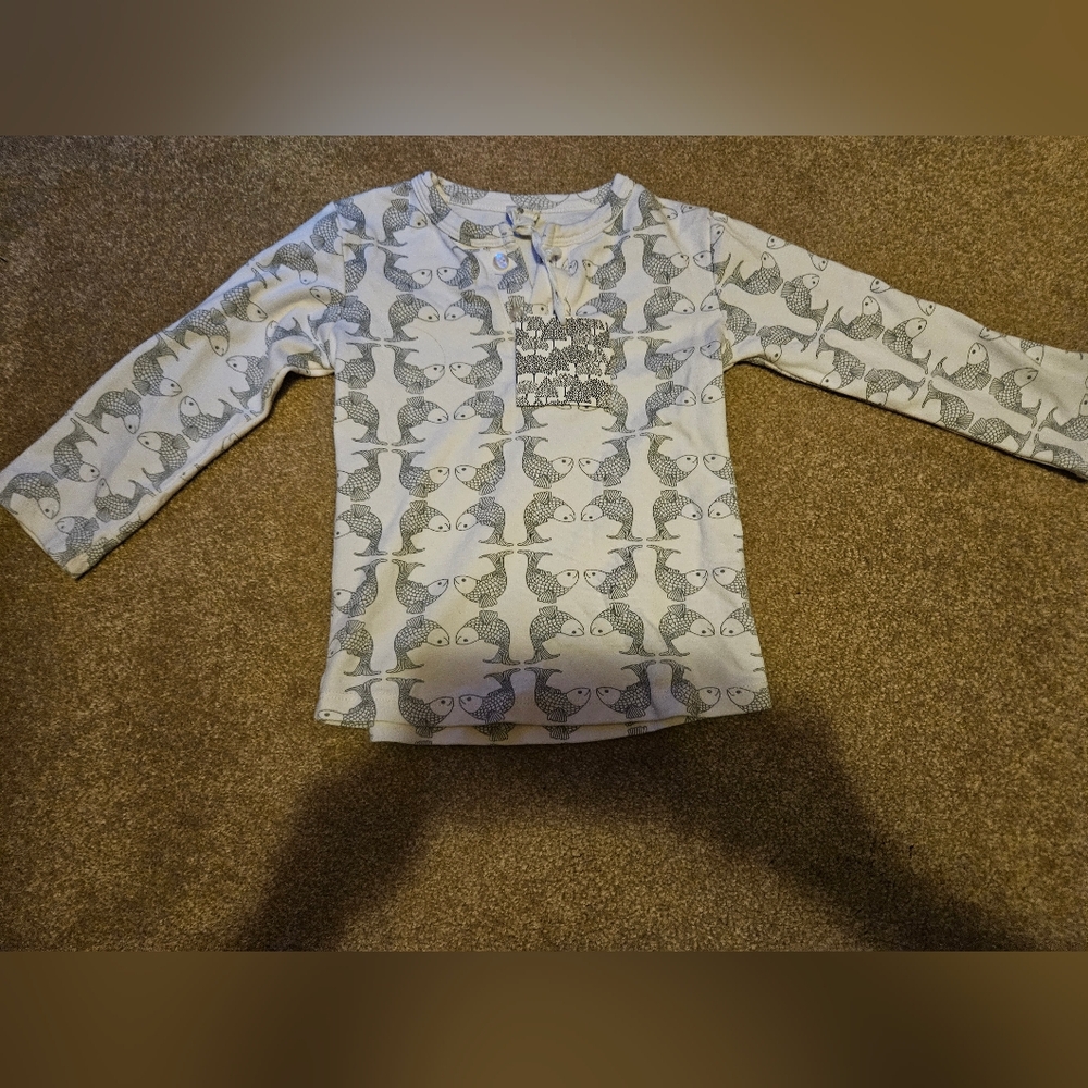 New NWT Kate Quinn Koi Fish Top 3T Organic Cotton White Green